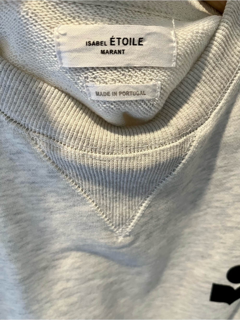 Isabel Marant Etoile Light Gray Cropped Sweatshirt with Black Logo - Picture 11 of 11